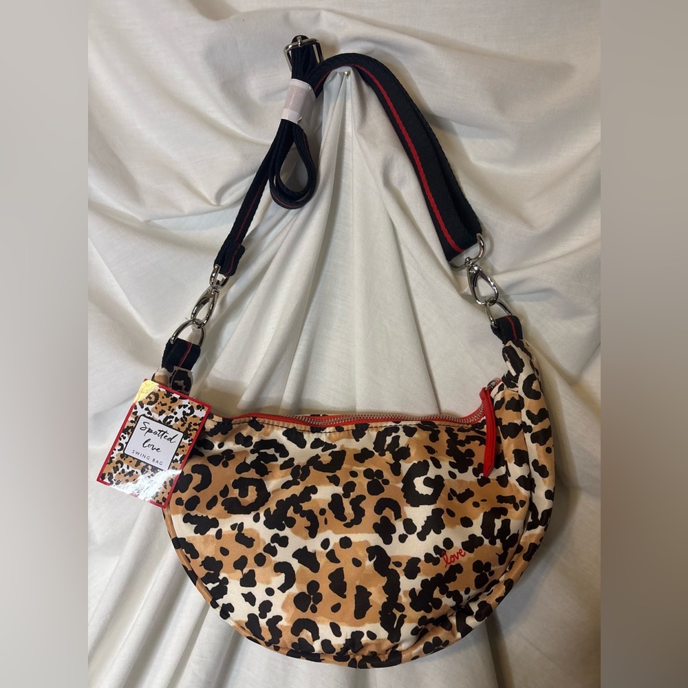 Brighton Spotted Love Swing Bag Leopard Print /W/ Red Accents & Silver Hdwr NEW - Picture 7 of 13